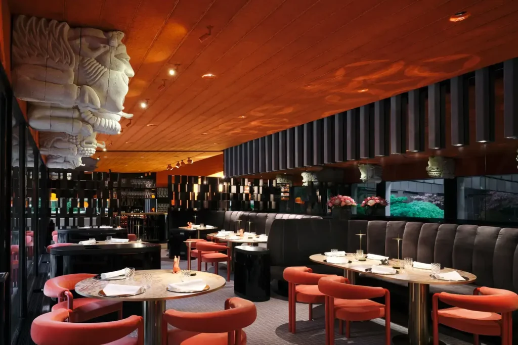 Commercial-grade booth seating in modern café interior