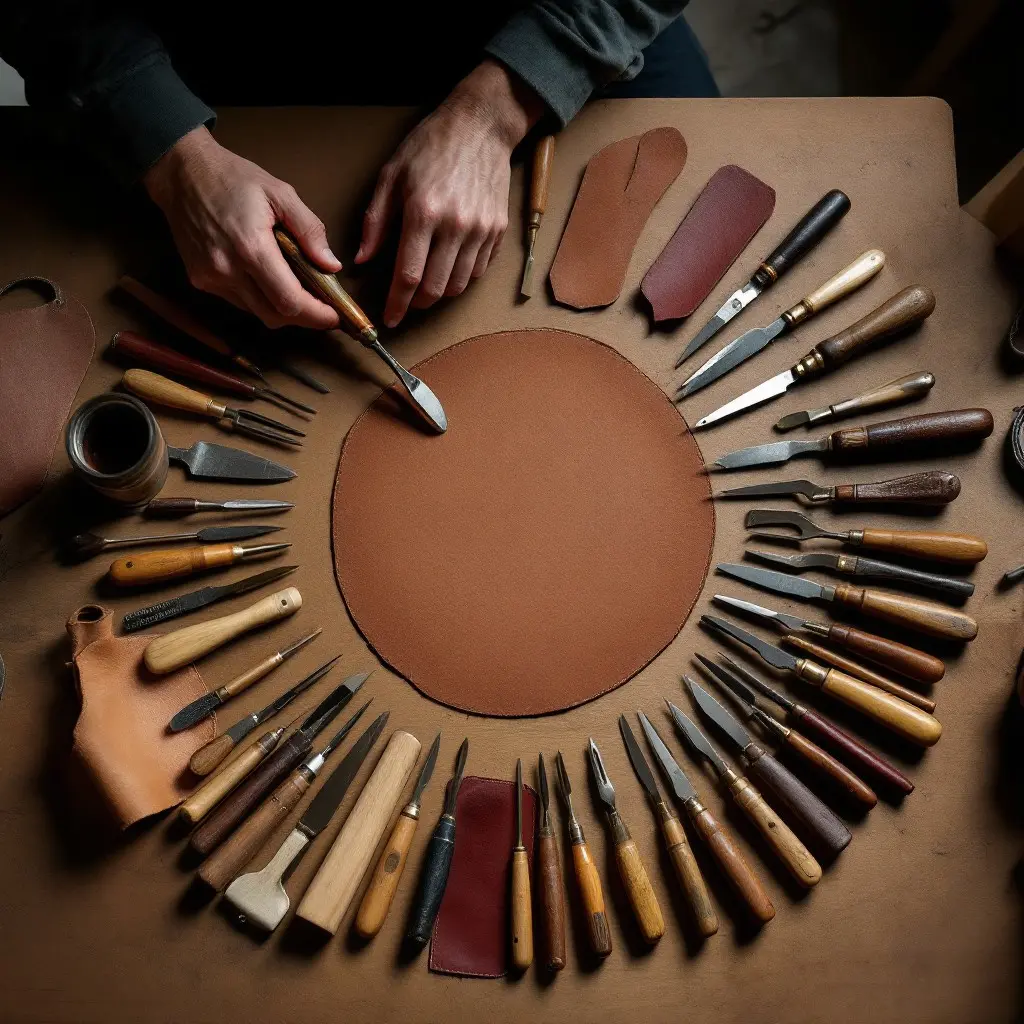 Leather repair kit with stitching tools seams and finish coat