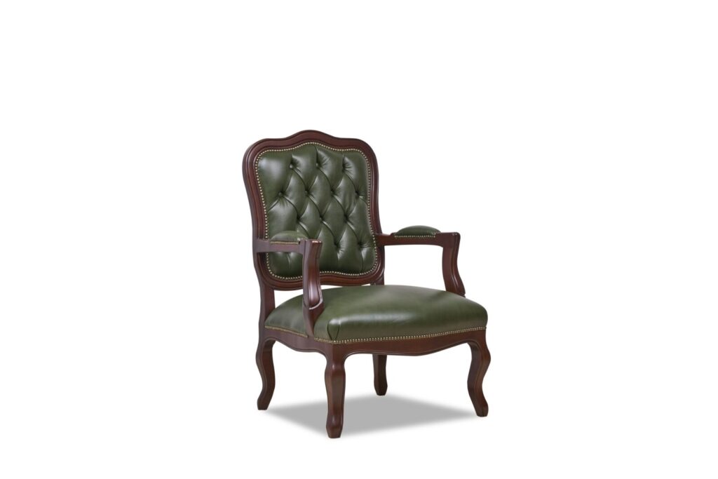 Classic wooden armchair with upholstered seat and back shown in a clean, isolated product view against a white background.