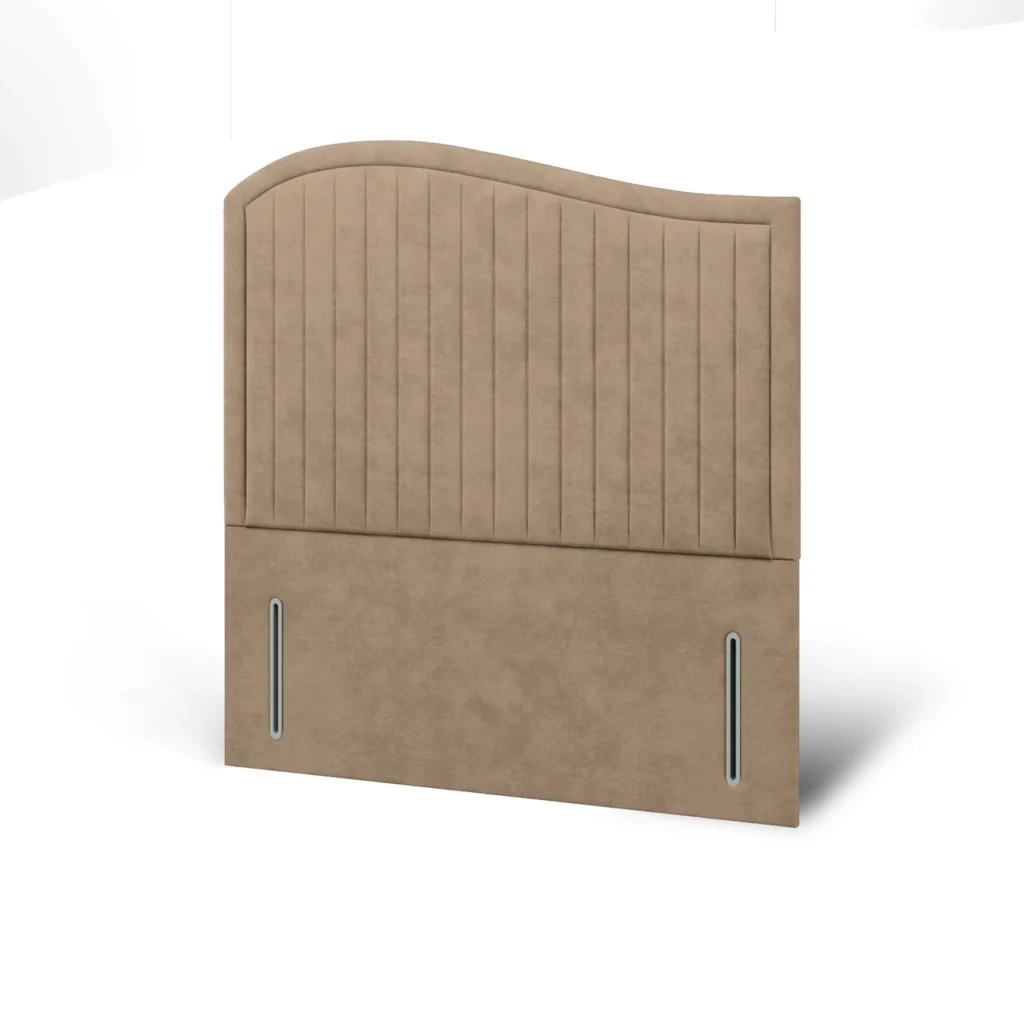 Geometric upholstered headboard with repeating panel design shown against a plain background.