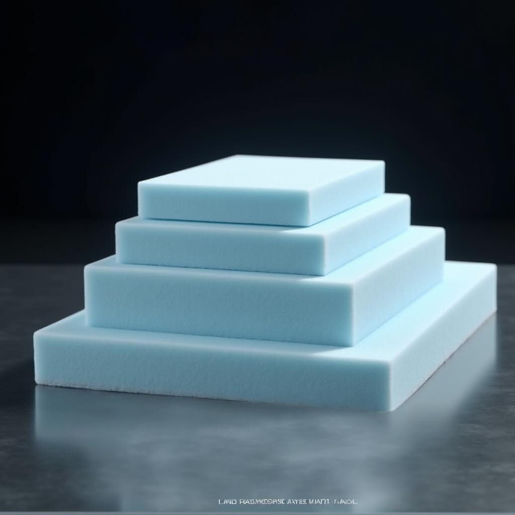 “stacked precision‑cut foam blocks prepared for custom cushion replacement.