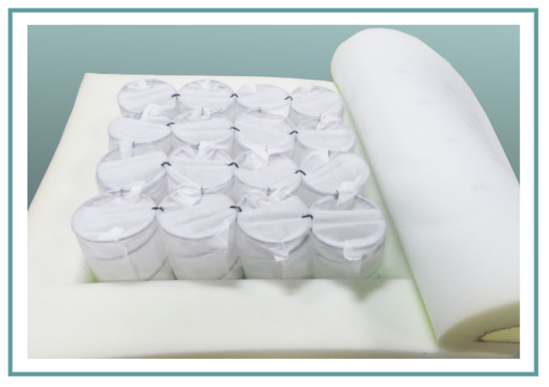 Seat cushion cross‑section showing pocketed springs surrounded by foam