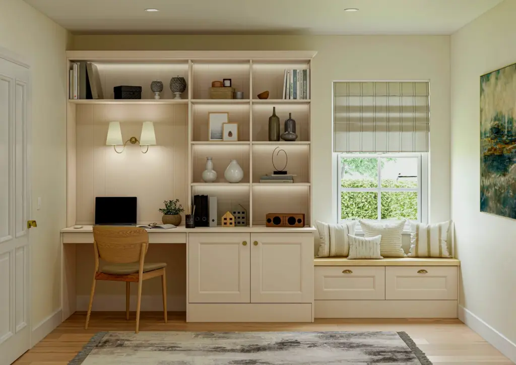 Home office built in cabinetry shelving custom millwork 05