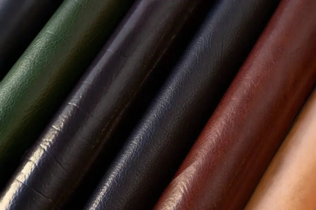 Aniline leather with soft natural finish and visible grain