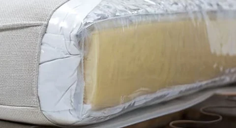 Foam cushion samples showing different firmness and density levels