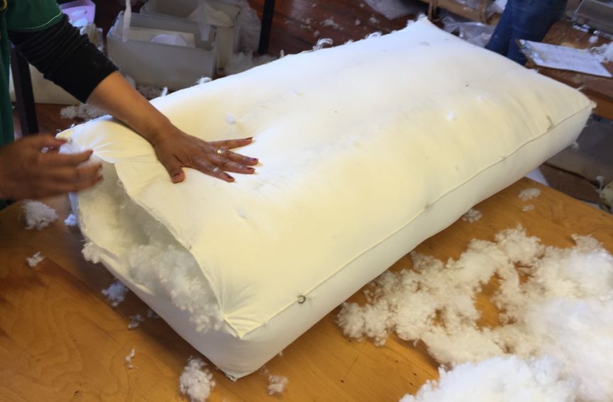Synthetic fiber fill used for back cushions and pillows
