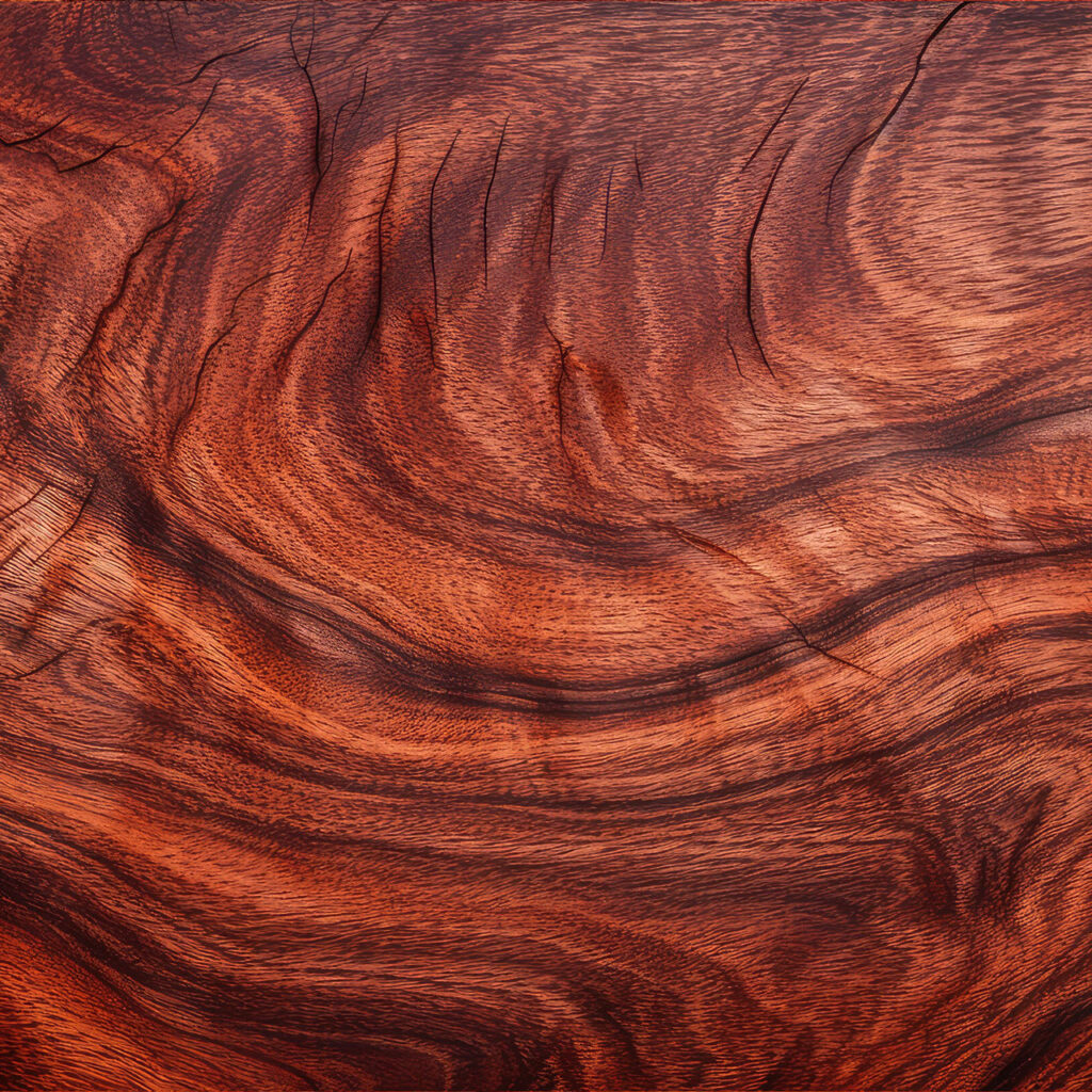 Mahogany wood with deep reddish tone and straight grain