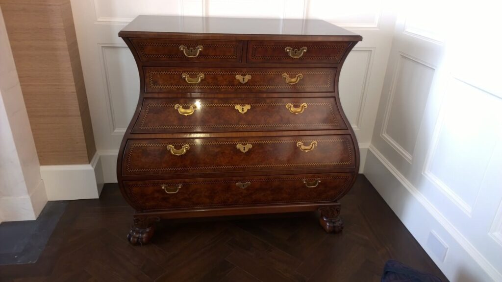 Baker stately homes george ii inlaid walnut bombe commode 02 1 1